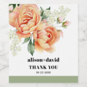 Tak met perzik roos vet typografie bruiloft wijn etiket (Enkel label)