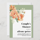 Tak met perzik rozen bruiloft paar's shower kaart (Voorkant)
