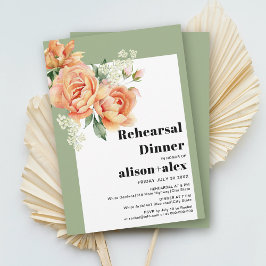 Tak met perzik rozen bruiloft repetitie diner kaart