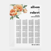 Tak met perzik rozen bruiloft zitgrafiek acryl bord (Voorkant)