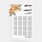 Tak met perzik rozen bruiloft zitgrafiek acryl bord (Hoek)