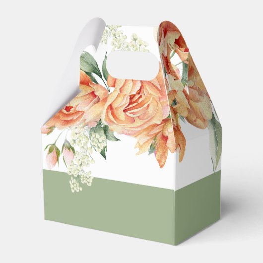 Tak met perzik rozen typografie bruiloft bedankdoosjes (Achterkant)