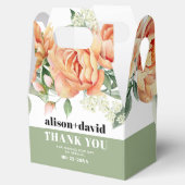 Tak met perzik rozen typografie bruiloft bedankdoosjes (Geopend)