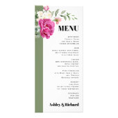Tak met roos bloemen salie bruiloft menukaart reclamekaart (Voorkant)