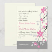 Tak met roze bloesem bruiloft op maat kaart (Voorkant / Achterkant)