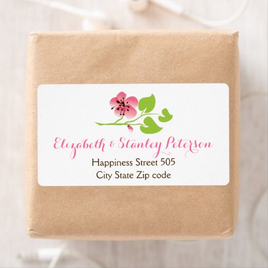 Tak met roze kersenbloesem lente bruiloft etiket (Insitu)