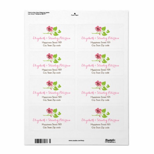 Tak met roze kersenbloesem lente bruiloft etiket (Full Sheet)