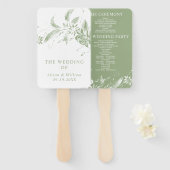 Tak met salie groene bloemen bruiloft programma handwaaier (Voorkant en achterkant)