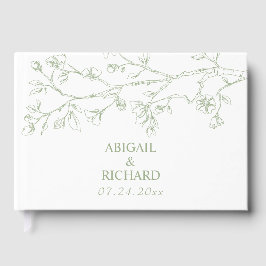 Tak met salie groene bloesems monochrome bruiloft gastenboek