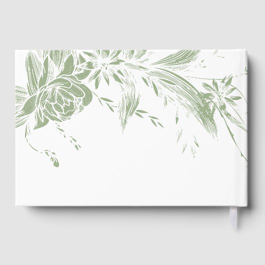 Tak met salie groene en witte bloemen bruiloft gastenboek (Achterkant)