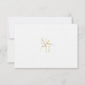 Tak minimalistische witte en gouden bruiloft behui RSVP kaartje (Achterkant)
