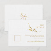 Tak minimalistische witte en gouden bruiloft behui RSVP kaartje (Voorkant / Achterkant)