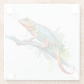 Tak van kleuren: Chameleon Art Glazen Onderzetter (Achterkant)