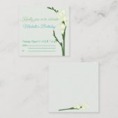 Tak van witte Freesia. Notitiekaartje (Voorkant / Achterkant)