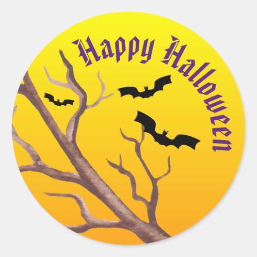 Tak, vleermuizen en een moon ronde sticker (Voorkant)