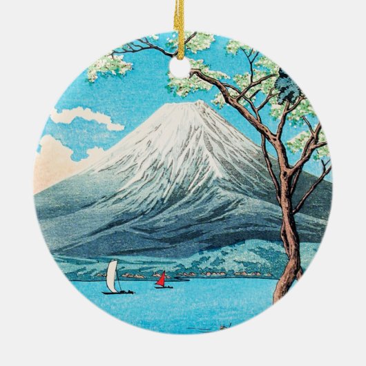 Takahashi - Mount Fuji uit het meer van Yamanaka Keramisch Ornament (Achterkant)