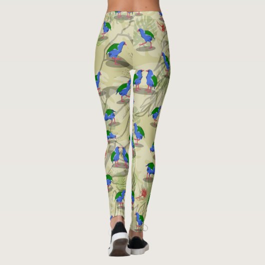 Takahe NZ / Aotearoa vogels Patroon Leggings (Achterkant)