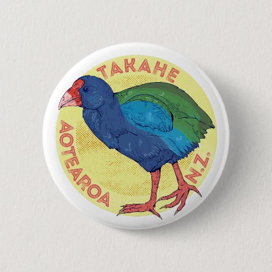 Takahe NZ Ronde Button 5,7 Cm (Voorkant)