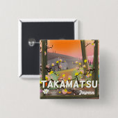 Takamatsu Japan reisposter Vierkante Button 5,1 Cm (Voorkant /achterkant)