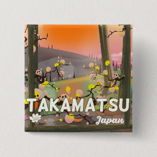 Takamatsu Japan reisposter Vierkante Button 5,1 Cm