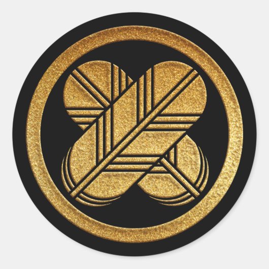 Takanoha Kamon in Gold Seal Ronde Sticker (Voorkant)