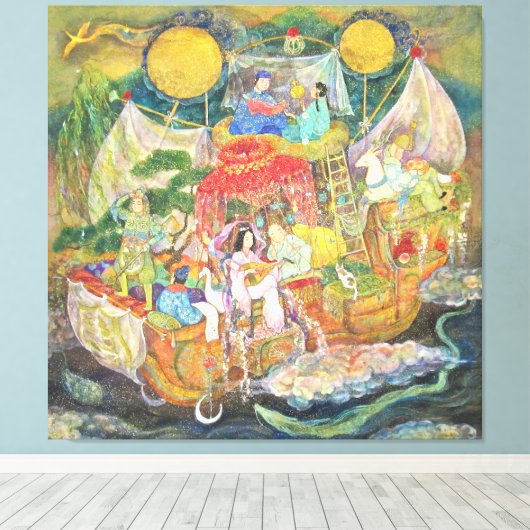 Takarabune: The Treasure Ship of Good Fortune Canvas Afdruk (Insitu (Houten vloer))