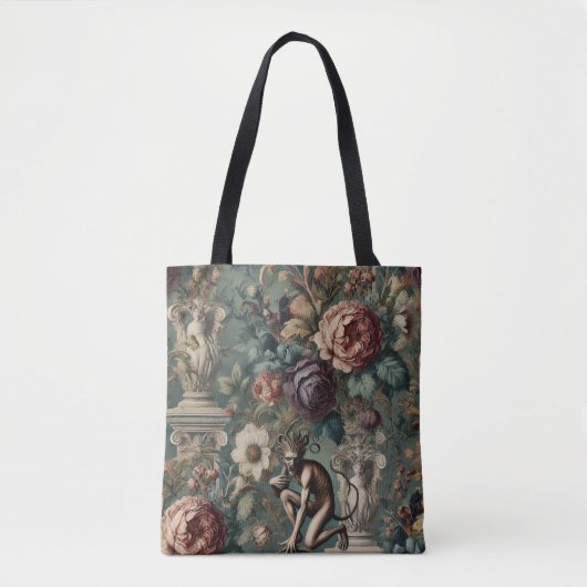 Take a Bow – Gothic Floral Design Tote Bag (Voorkant)