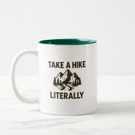 Take a Hike Literally Premium Tweekleurige Koffiemok (Links)