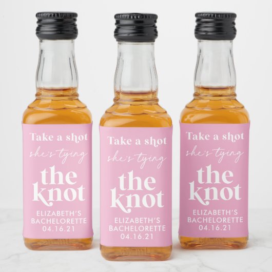Take a Shot Ze bindt de knoop Bachelorette Likeurfles Etiket (Flessen)