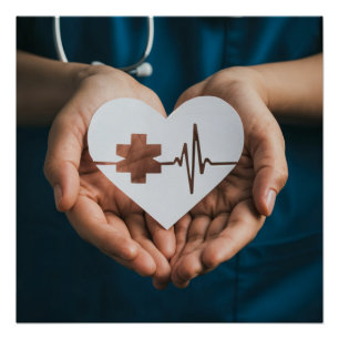 take care medicine nurse's hand with a paper cut h perfect poster