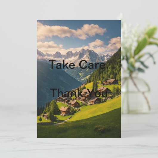 Take Care Thank You Card – Elegant Greetings Bedankkaart (Staand voorkant)
