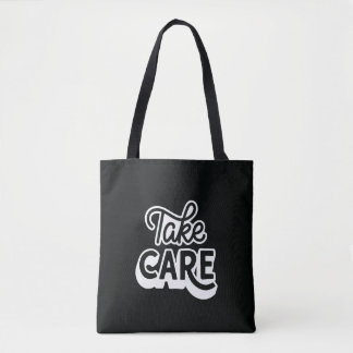 Take Care Tote Bag | Minimalistische Zwarte Esthet