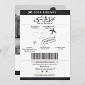 Take Flight with Love: Boarding Pass Save the Date Kaart (Voorkant / Achterkant)