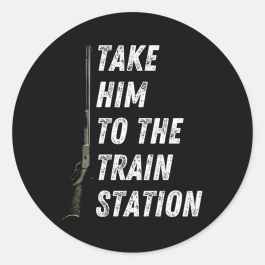 Take Him To The Train Station Ronde Sticker (Voorkant)
