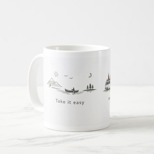 Take It Easy / Escape & Unwind – Minimalist Nature Koffiemok (Voorkant links)