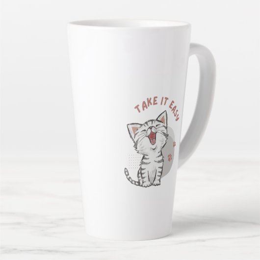 "TAKE IT EASY" Kitten Latte Mok (Rechterhoek)