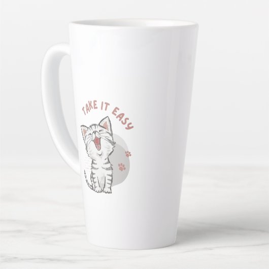 "TAKE IT EASY" Kitten Latte Mok (Linkerhoek)