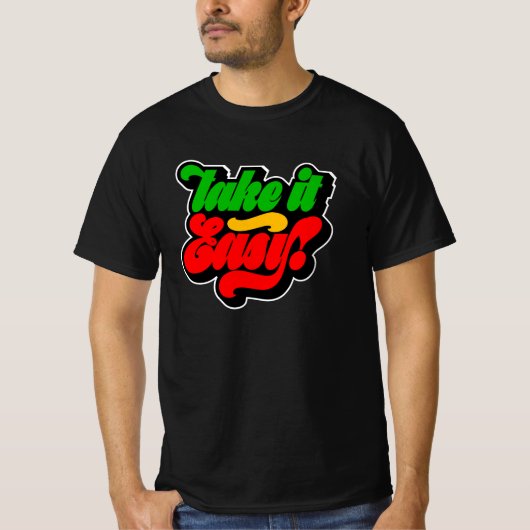 Take it Easy Rasta Kleuren Reggae T-shirt (Voorkant)