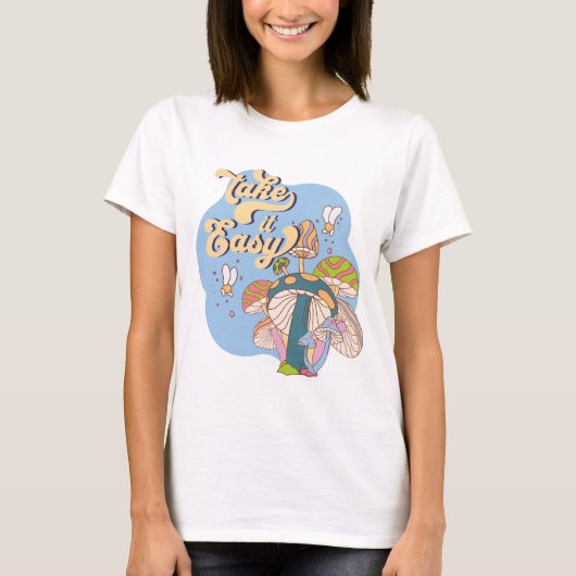 Take It Easy – Retro Psychedelic Mushroom T-shirt (Voorkant)