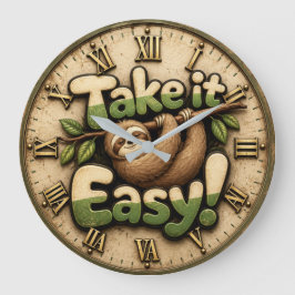 Take It Easy Sloth Funny Grote Klok