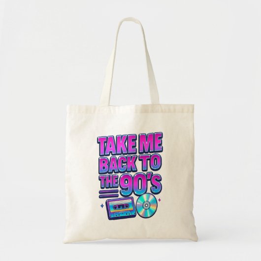 Take Me Back to the 90’s – Retro Neon Pop Design Tote Bag (Voorkant)