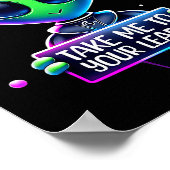 Take Me To Your Leader Funny Alien Cartoon Men Wom Poster (Hoek)