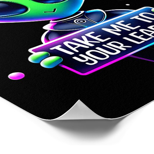 Take Me To Your Leader Funny Alien Cartoon Men Wom Poster (Hoek)