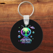 Take Me To Your Leader Funny Alien Cartoon Men Wom Sleutelhanger (Voorkant)