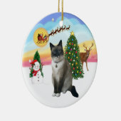 Take Off - Sneeuwschoenkat Keramisch Ornament (Rechts)