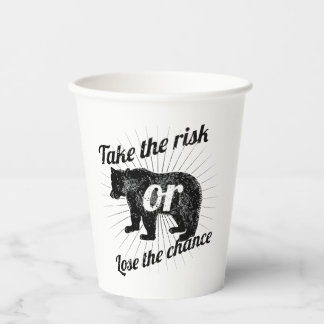 Take Risk – Motivational Quote Bear Graphic Design Papieren Bekers
