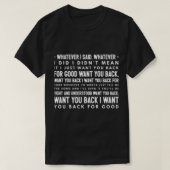 Take That Back For Good Lyrics T-shirt (Design voorkant)
