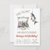 Take the Bait, Fishing Themed Birthday Party Kaart (Voorkant)