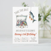 Take the Bait, Fishing Themed Birthday Party Kaart (Staand voorkant)