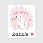 "Take Time" schattige hond geïllustreerd bleke roz Sticker (Vel)